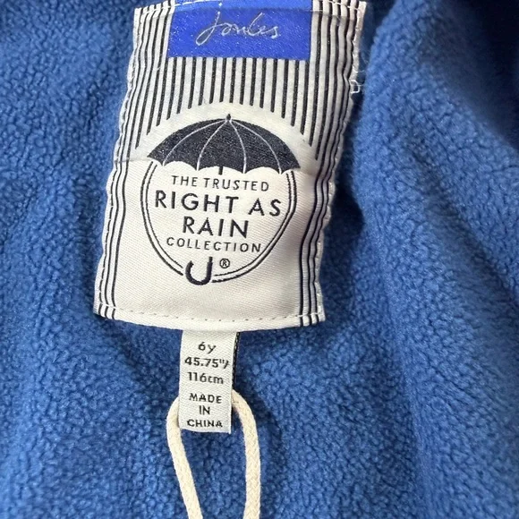 Joules Right as Rain Skipper Rain Jacket Kids' Size 6Y Red Planes Dog Fleece - Picture 3 of 6
